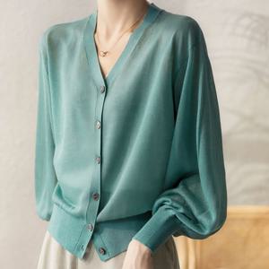 [드레스허그] 브이넥 퍼프 샤벳 쿨 여름 가디건 3COLOR_240426_YZ07