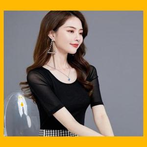 [T74500754_48]반팔티셔츠 라틴라인대스 댄스 상의 소매시스루