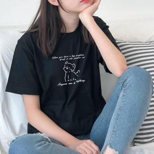 [험블] 강아지 프린팅 여자 순면 반팔티