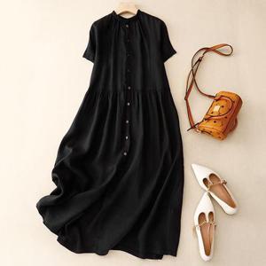 [쿠잉]라운드 셔링 3컬러 데일리 여성 롱 원피스