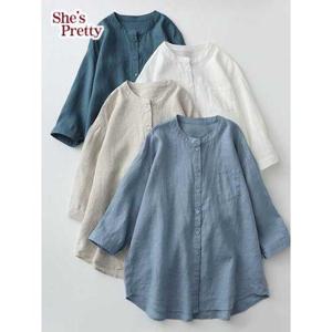 [쉬즈프리티]까사스탠7부린넨셔츠