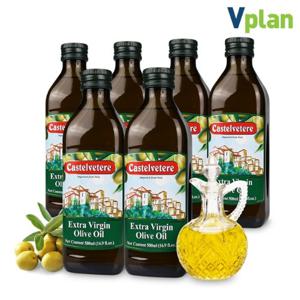 브이플랜 이탈리아 엑스트라버진 올리브 오일 냉압착 올리브유 500mlX6병 공복 생식