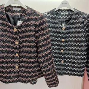 Destijl HC06 숏짧은 비즈배색 옆주머니 가로결 라운드 트위드쟈켓  D2533j