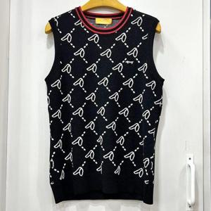 [루이까스텔]체크패턴 라운드 니트 조끼 블랙 여성 7LDVT934