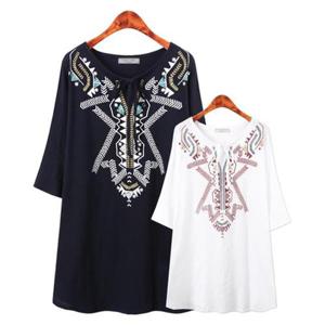 [허밍퍼플]여성용 2764-히든 블라우스 빅사이즈 여름 66-130 나염 날염 시원한 세련미 여성의류