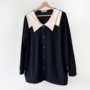 아이우먼 무드카라배색스판가디건 BST152M411 빅사이즈