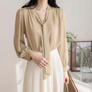 [다잇템]여자 봄 하객룩 퍼프소매 쉬폰 정장 블라우스