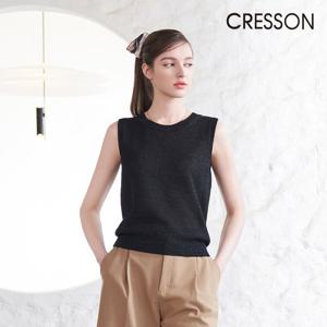 크레송 네이비 글리터 슬리브리스 니트탑 C241B901A_25