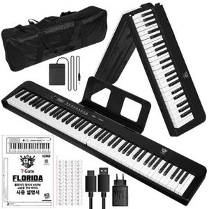 88건반 교습용 디지털 피아노 플로리다 접이식 블랙+악보대+서스테인페달+접이식전용가방+C타입케이블세트