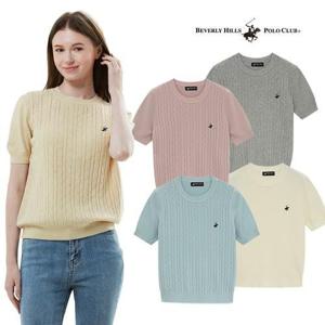 [비버리힐스폴로클럽] 여성 프론트 케이블 반팔니트 9종택1
