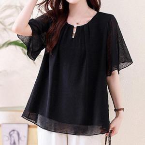 [퀸이즈][퀸이즈] [88까지]루이엔 진주넥 포인트 시스루 블라우스