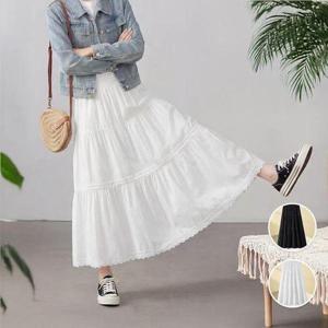 [셀러허브_여성트랜드패션]여성 봄 캉캉 A라인 화이트 롱 스커트