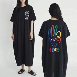 [유니제이] 오버핏 오케이 반팔 맥시 원피스 RSOP3100