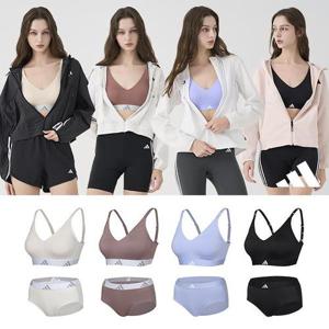 [아디다스] 여성 에어로레디 밀착 서포트 브라팬티 세트 택일