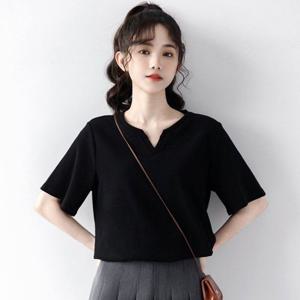 여성티셔츠 여자 여름티셔츠 깔끔 베이직 브이넥 기본 반팔티