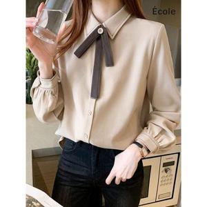 [에꼴드파리]도톰 타이 긴팔셔츠_F3XWBB001Z