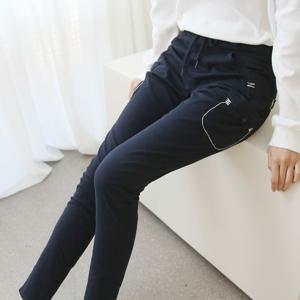 ★봄신상★ 국산 깔끔한 고급 자수 패턴 슬림핏 여성 슬림 카고 바지 편안한 밴딩 팬츠 3컬러