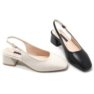 갤러리아_세라 여성 소가죽 스퀘어 통굽 슬링백힐 A22G406 컬러 2종 4CM