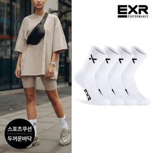 [EXR]EXR 여성 스포츠 쿠션 베이직 스탠다드 장목양말 4P_WHBK