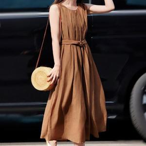 [휴드]여신 민소매 허리 밸트 드레스