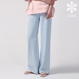 [유니제이] 쿨 텐셀 핀턱 와이드 데님팬츠