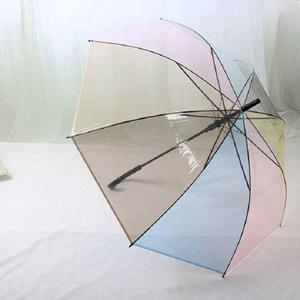 (앙상블) 레인보우 투명 장 우산 비닐 롱 장마 자동 WC7BDE3