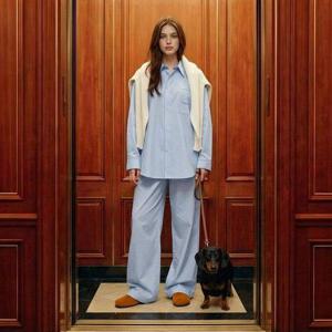 갤러리아_[오르시떼] 남녀공용 H005 아쥬르헤이븐 긴소매 파자마 세트