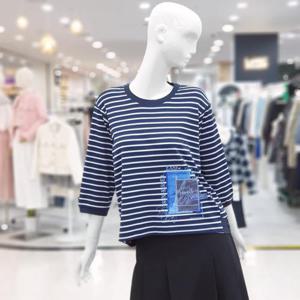 [ab.f.z]루즈 스트라이프 칠부 티셔츠 FSPNA2K31D