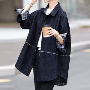 [몽벨리즈]뉴엘체크배색데님롱자켓 mde2302814