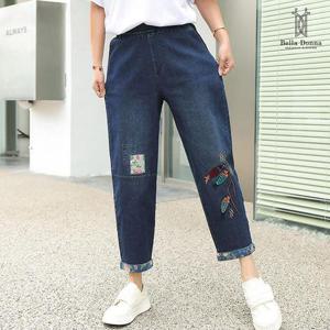 벨라도나 여성 캐주얼 레트로 자수 배기데님팬츠 청바지 사계절 엄마옷 Bon-2678