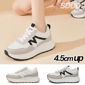 날씬해보이는 여성 4.5cm 키높이 스니커즈 여자 베이직 통굽 운동화 캐주얼 학생 패션운동화 중년 PS041