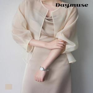 [모어오브]오간자 자켓 노카라 긴팔 시스루 탑