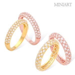 눈길가는 포인트 14Kgp 볼드 링 큐빅 반지