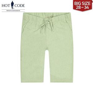 [핫코드]여름 남자 5부바지 면반바지 빅사이즈 스판 린넨 슬림일자 HC681 그린 행사
