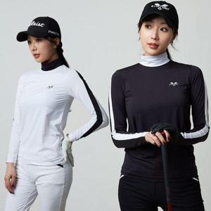 [럽인골프]투빅토리 소매배색줄 냉감 반목티 여성골프웨어