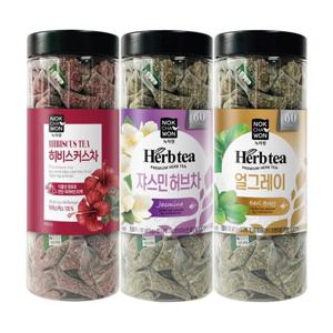 [녹차원] 대용량 허브차 60T 3종세트 (얼그레이+쟈스민+히비스커스)