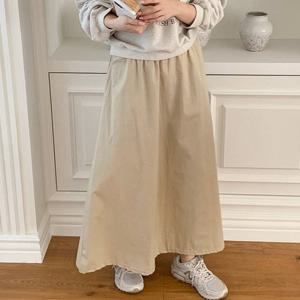 H스타일(US)코튼롱스커트 여성 봄롱스커트 롱치마 밴딩