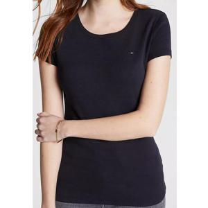 [해외배송] 타미힐피거 여성 라운드 반팔티셔츠 Black