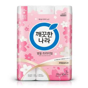 깨끗한나라 벚꽃 프리미엄 화장지 28m 30롤 1팩