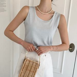 H스타일(CN)스퀘어브이나시 여름 여성 민소매티 나시티 이너 레이어드