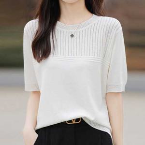 나바바 / NK3045 여성 아이스쿨 심플 데일리 반팔 니트티