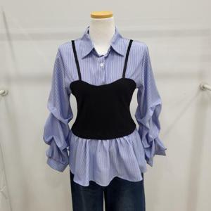 [무자크]뷔스티에  스트라이프 블라우스(MQ2WBL46)