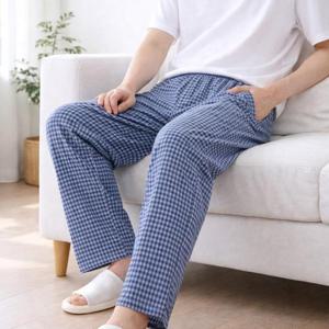 체크 파자마 주머니 바지 남성 잠옷바지 홈웨어 밴딩 긴바지 편한 팬츠