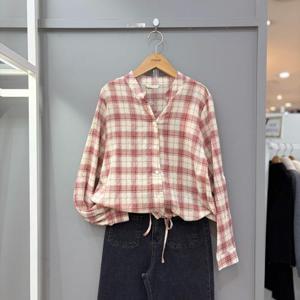 [무자크]체크 스트링 블라우스 MQ3BL02