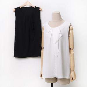 빅사이즈 주름쉬폰나시블라우스 여성의류