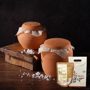 [동곡요] 황토용기에 넣어 구운소금 500g 2개 (지퍼팩)