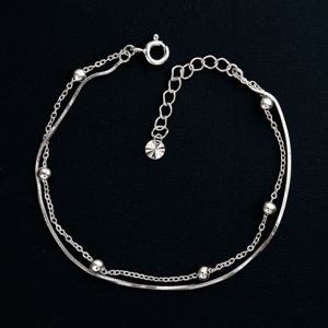 [미니아트] 체인 볼 92.5 실버 로즈골드 두줄 체인 은 발찌 SH185