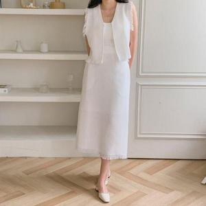 [여성의류 규]네쥬 여성 봄 여름 민소매 자켓 뒷밴딩 롱스커트 세트