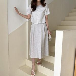 H스타일(DK)로렐트위드투피스 여름 여성 상하셋업 투피스 스커트 반팔 자켓