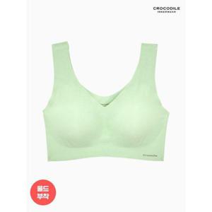 [크로커다일 이너웨어]뉴 라이크라 쉘론 몰드부착 V넥 브라 1종 라이트그린